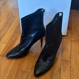Jimmy Choo Articolo 247Brock Grainy Calf Black Leather Stiletto Heeled Boots 41